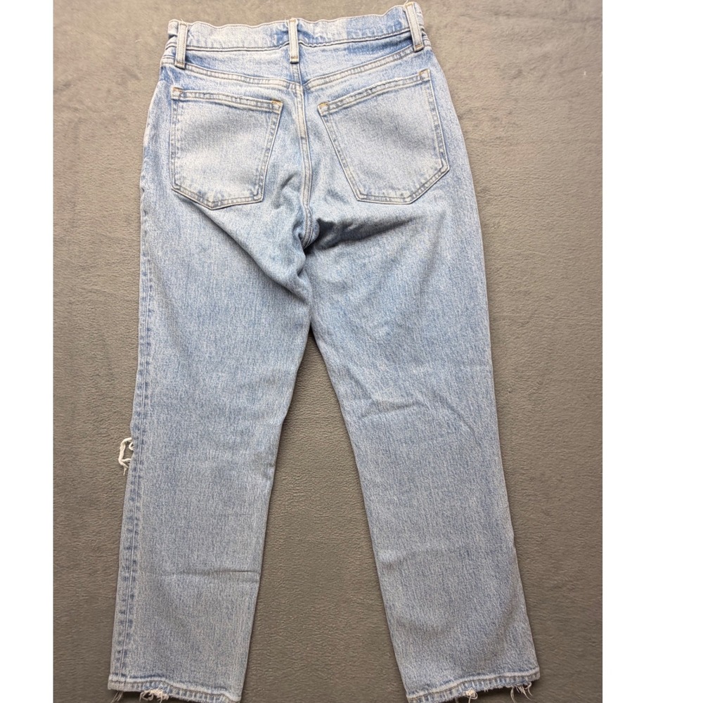 Abercrombie & Fitch 90s Straight Ultra High Rise Distressed Jeans Light Wash 28 - Picture 7 of 8